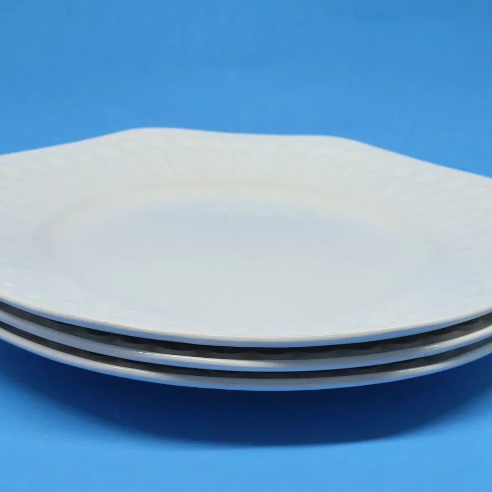 Alegre Santa Clara Arita Ironstone White 8.25” Salad Plates Set of 3